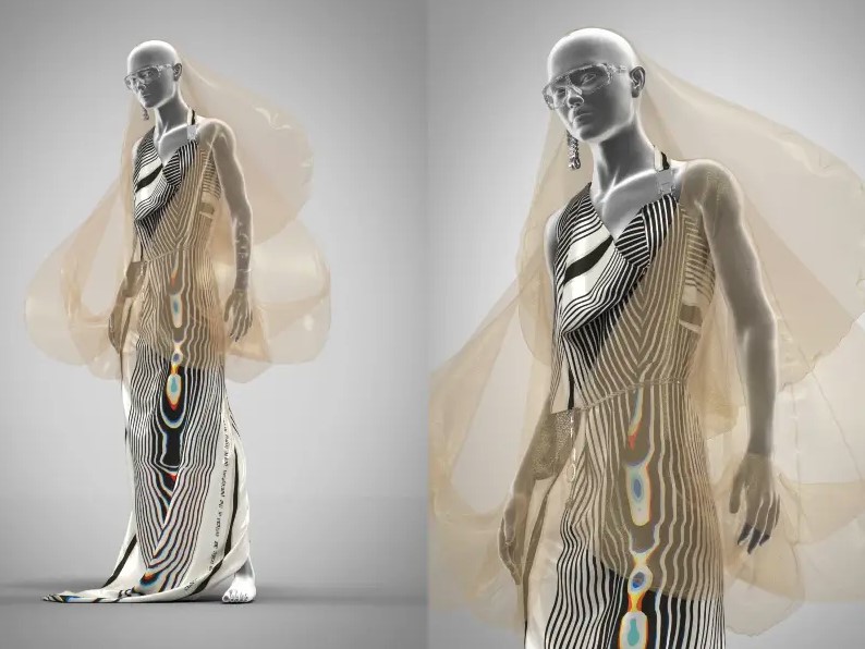 Rendu 3d d'une robe digitale couture imaginée par The Fabricant pour Vogue Singapore